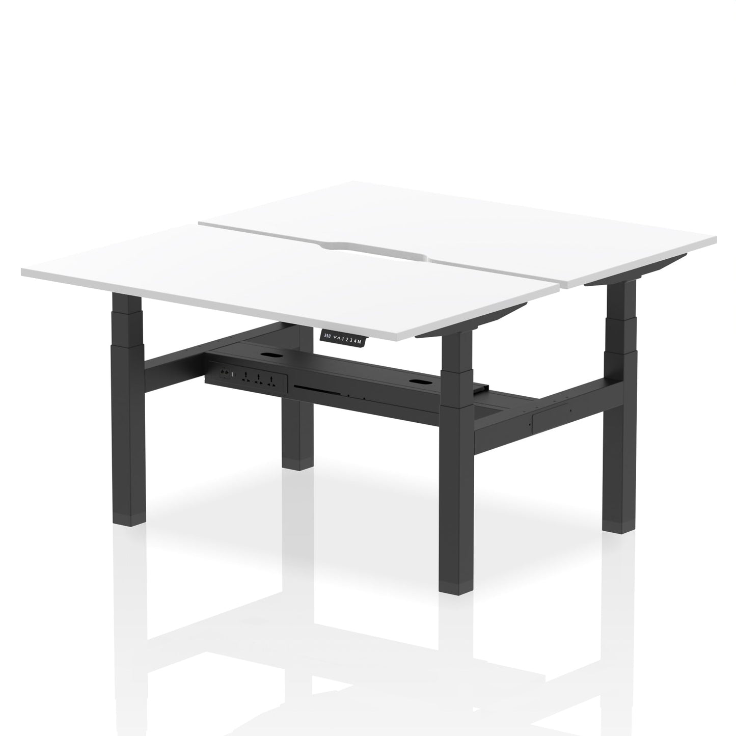 Air Back-to-Back Scalloped Edge Height Adjustable Bench Desk - 2 Person - Ergometric