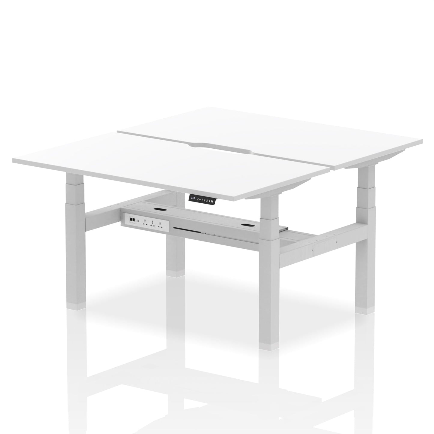 Air Back-to-Back Scalloped Edge Height Adjustable Bench Desk - 2 Person - Ergometric