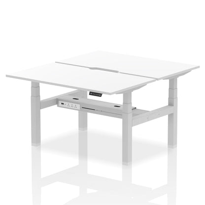 Air Back-to-Back Scalloped Edge Height Adjustable Bench Desk - 2 Person - Ergometric