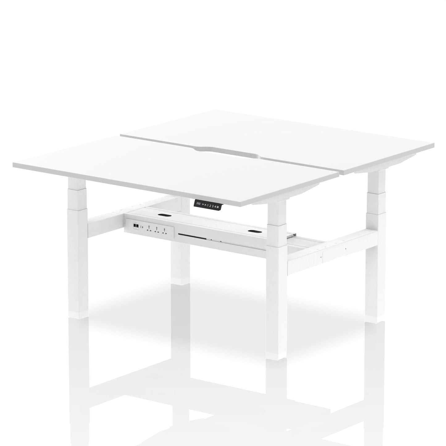 Air Back-to-Back Scalloped Edge Height Adjustable Bench Desk - 2 Person - Ergometric