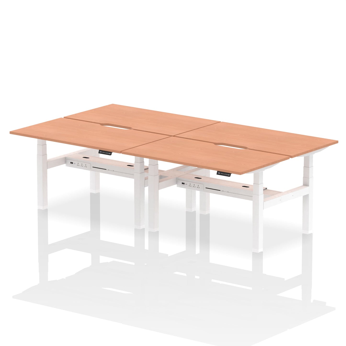 Air Back-to-Back Scalloped Edge Height Adjustable Bench Desk - 4 Person - Ergometric
