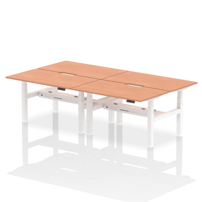 Air Back-to-Back Scalloped Edge Height Adjustable Bench Desk - 4 Person - Ergometric