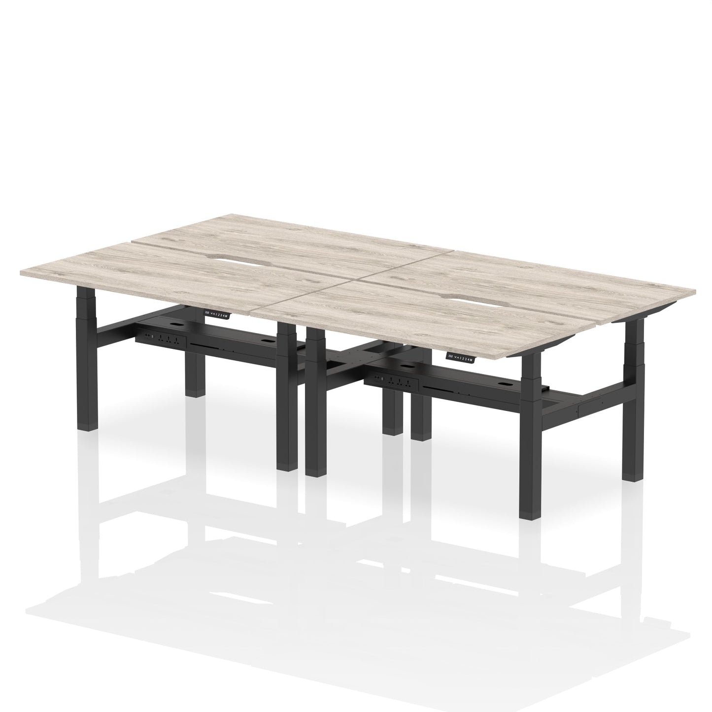 Air Back-to-Back Scalloped Edge Height Adjustable Bench Desk - 4 Person - Ergometric