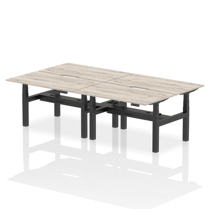 Air Back-to-Back Scalloped Edge Height Adjustable Bench Desk - 4 Person - Ergometric