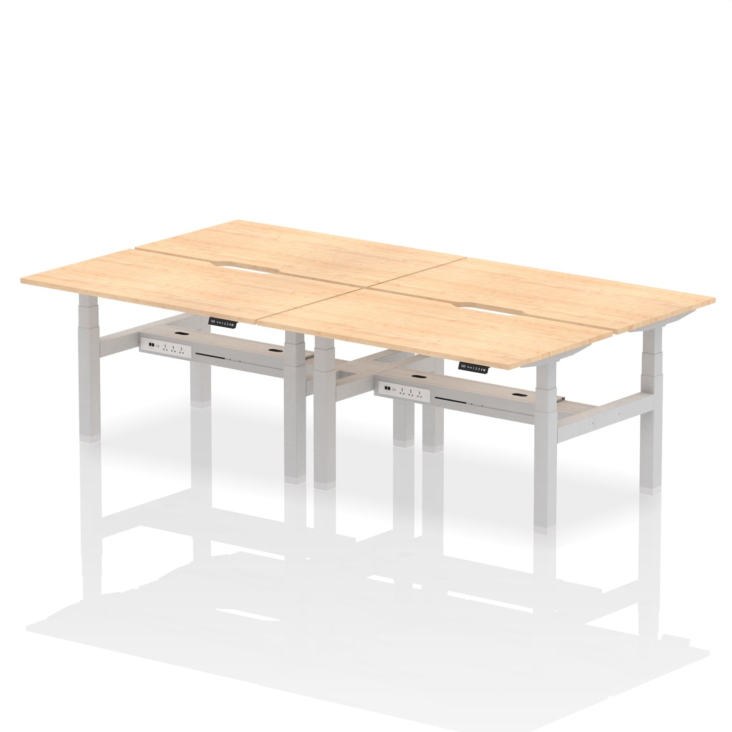 Air Back-to-Back Scalloped Edge Height Adjustable Bench Desk - 4 Person - Ergometric