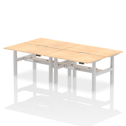 Air Back-to-Back Scalloped Edge Height Adjustable Bench Desk - 4 Person - Ergometric