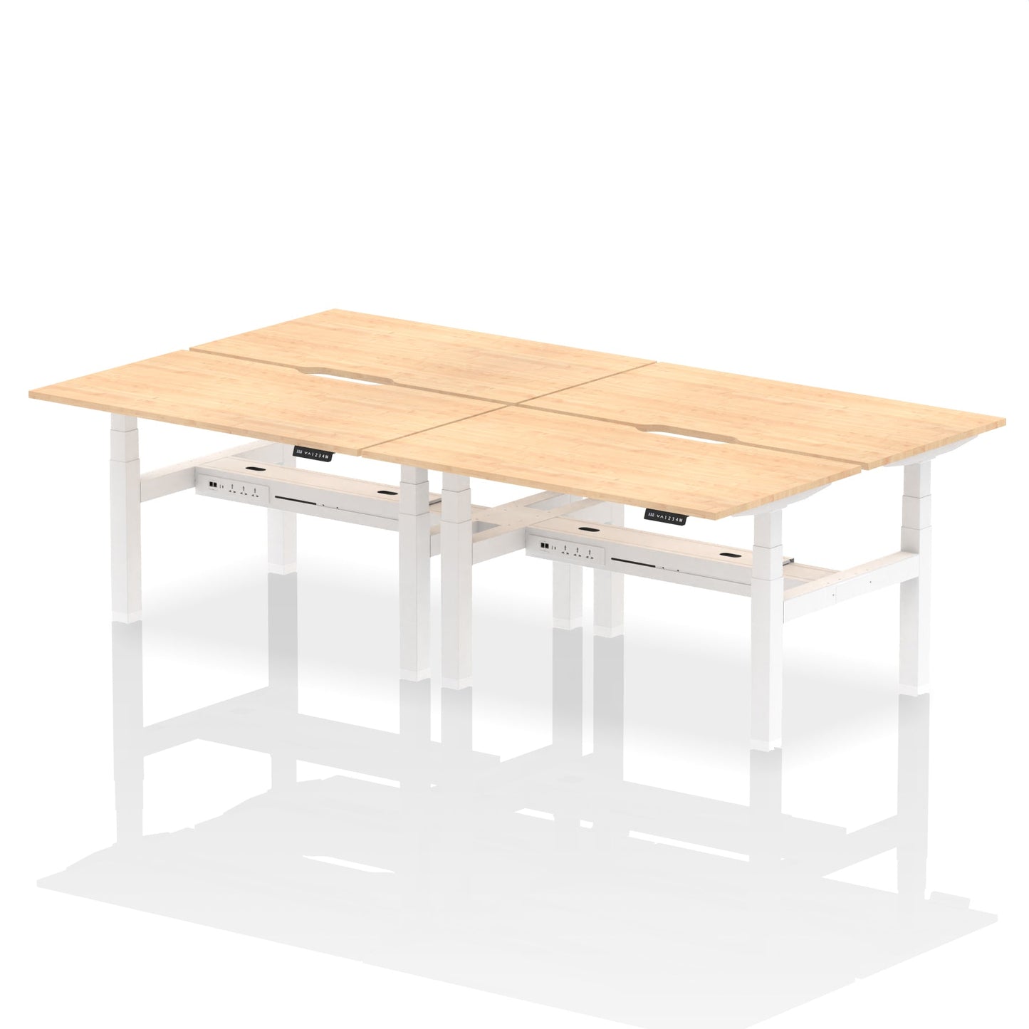 Air Back-to-Back Scalloped Edge Height Adjustable Bench Desk - 4 Person - Ergometric