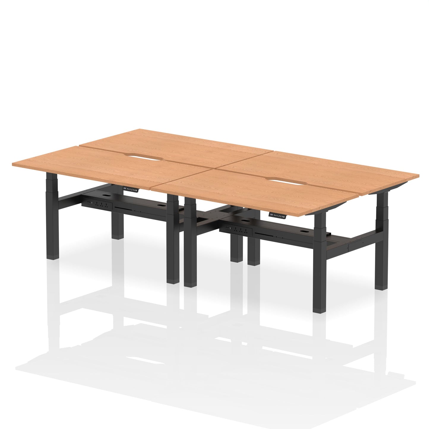 Air Back-to-Back Scalloped Edge Height Adjustable Bench Desk - 4 Person - Ergometric