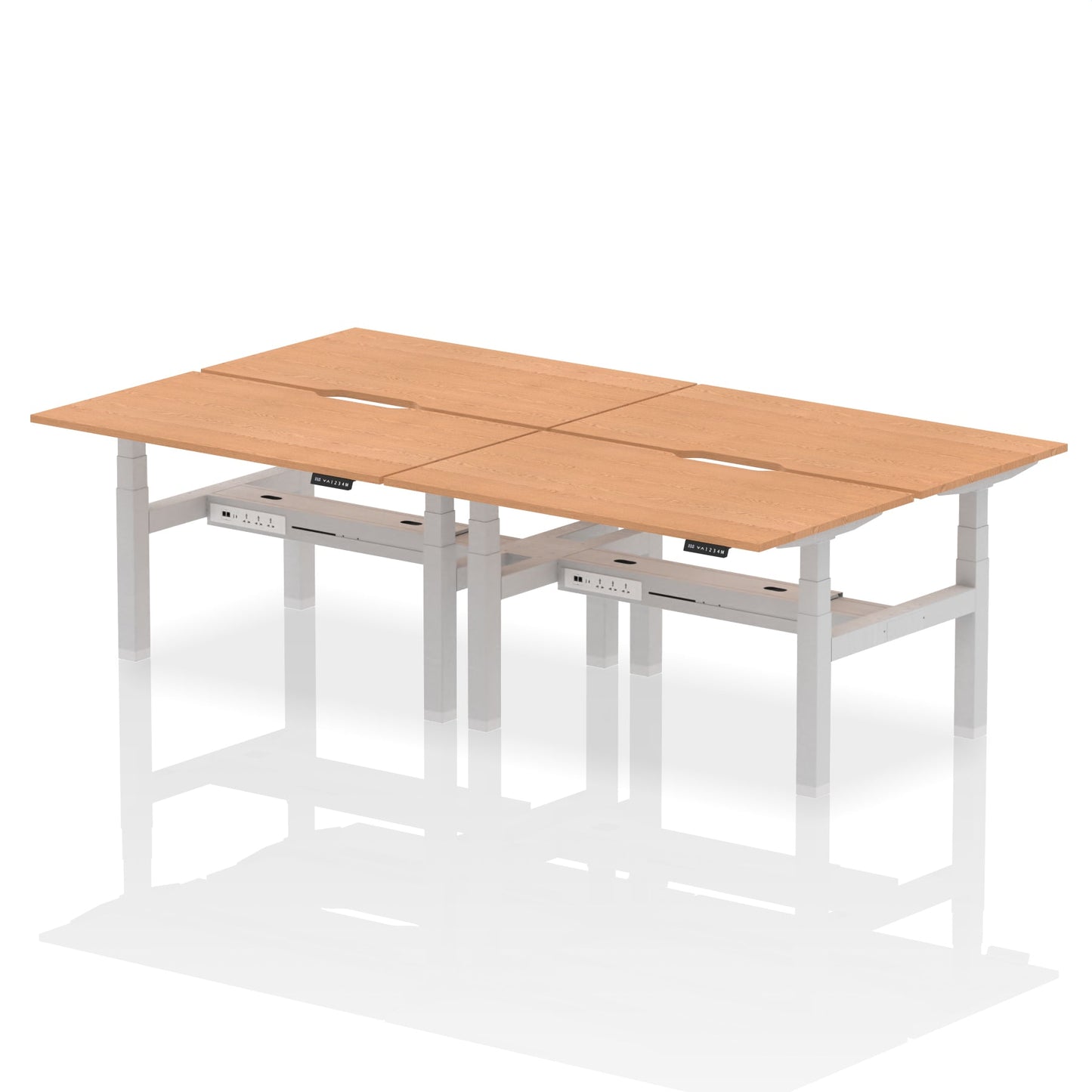 Air Back-to-Back Scalloped Edge Height Adjustable Bench Desk - 4 Person - Ergometric