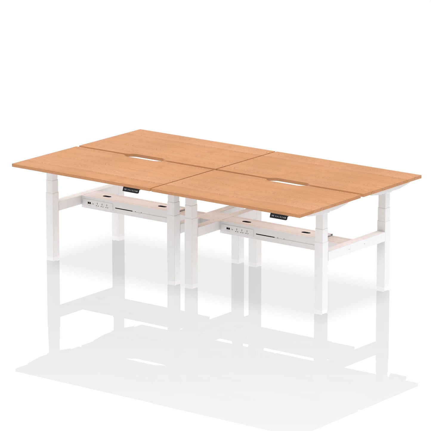 Air Back-to-Back Scalloped Edge Height Adjustable Bench Desk - 4 Person - Ergometric