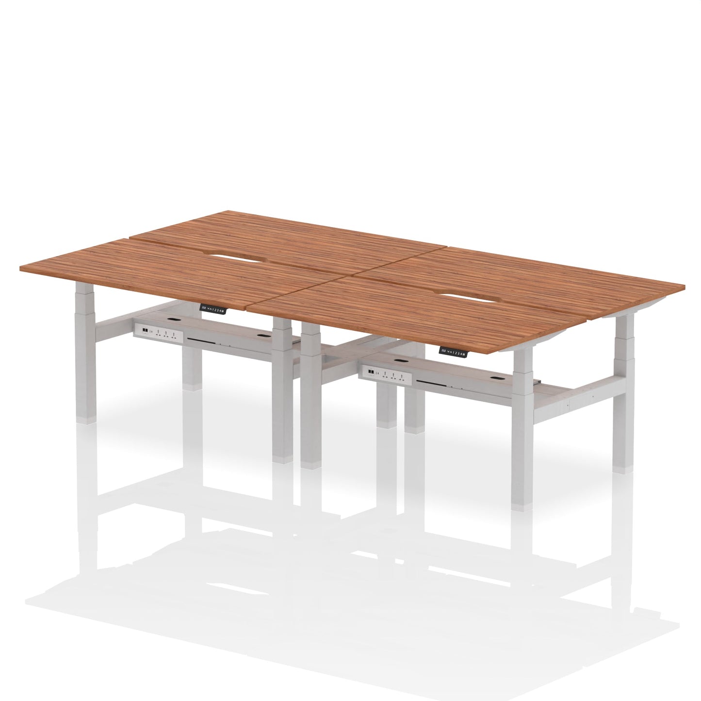 Air Back-to-Back Scalloped Edge Height Adjustable Bench Desk - 4 Person - Ergometric