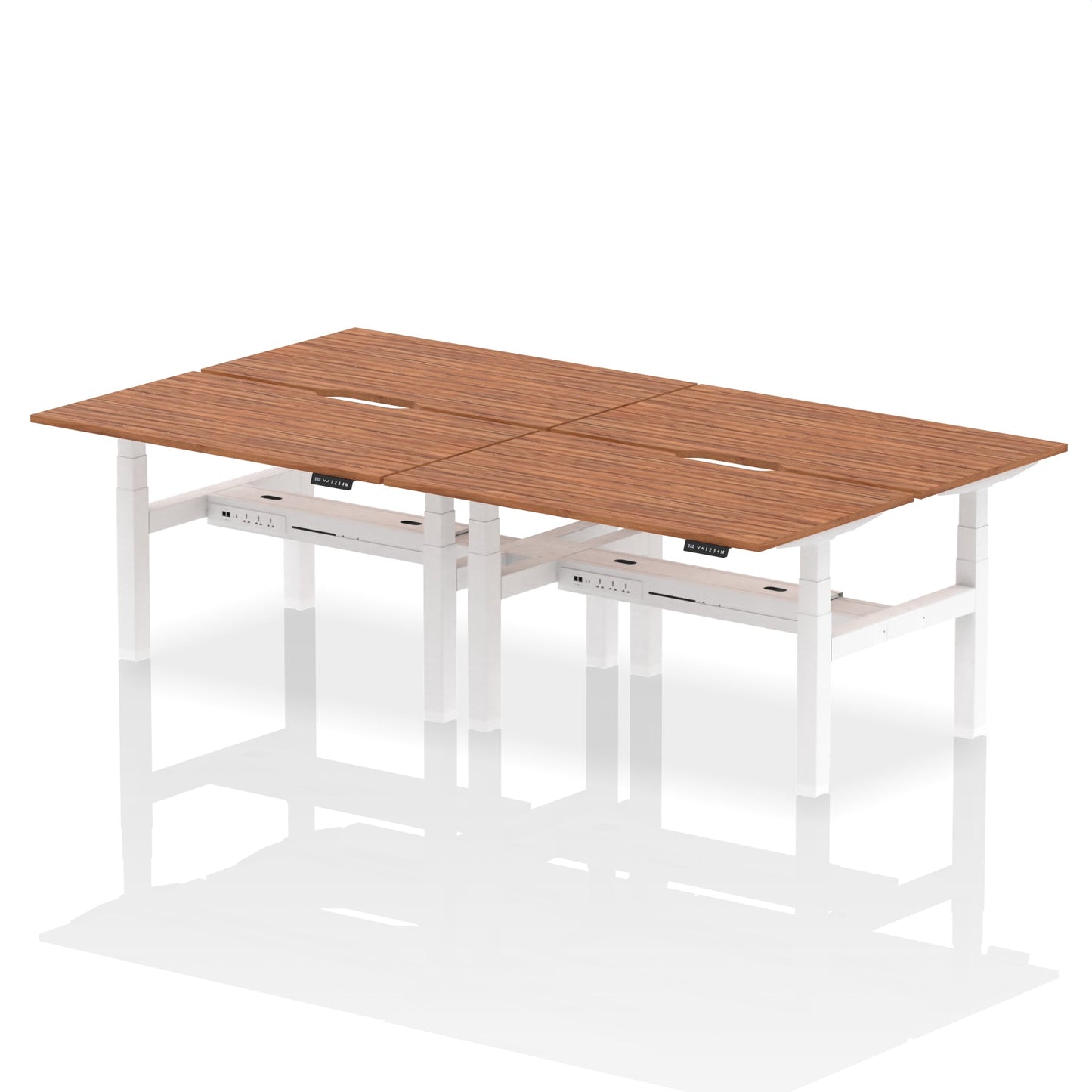 Air Back-to-Back Scalloped Edge Height Adjustable Bench Desk - 4 Person - Ergometric