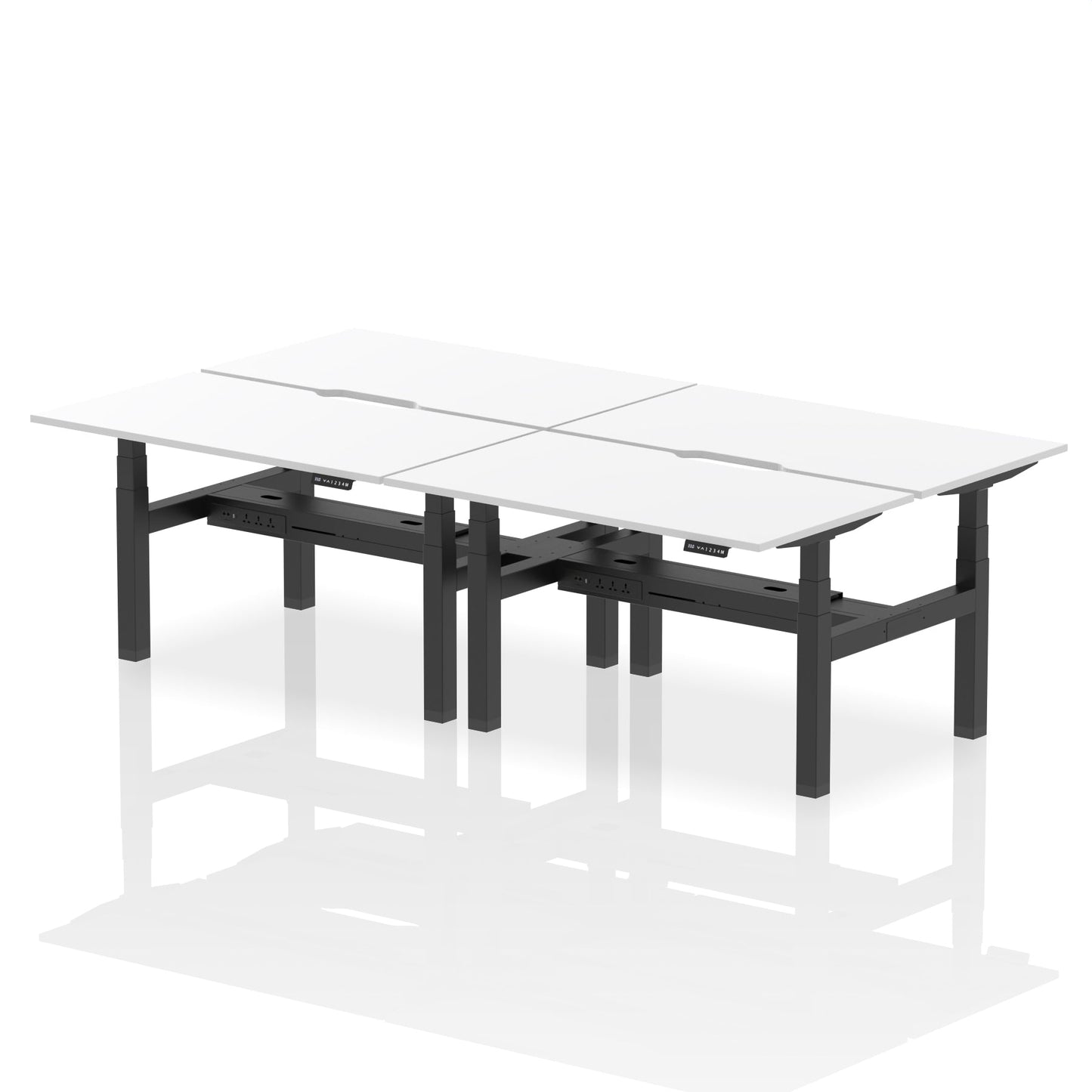 Air Back-to-Back Scalloped Edge Height Adjustable Bench Desk - 4 Person - Ergometric