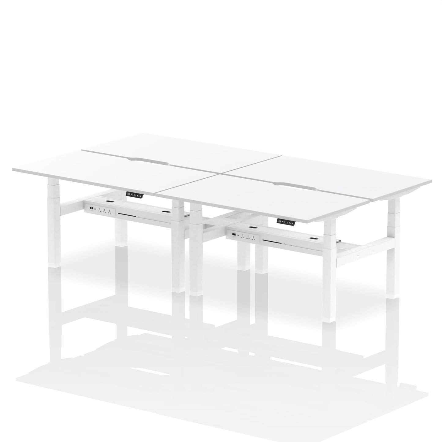 Air Back-to-Back Scalloped Edge Height Adjustable Bench Desk - 4 Person - Ergometric