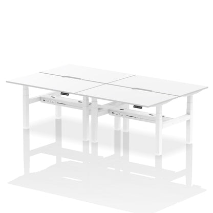 Air Back-to-Back Scalloped Edge Height Adjustable Bench Desk - 4 Person - Ergometric
