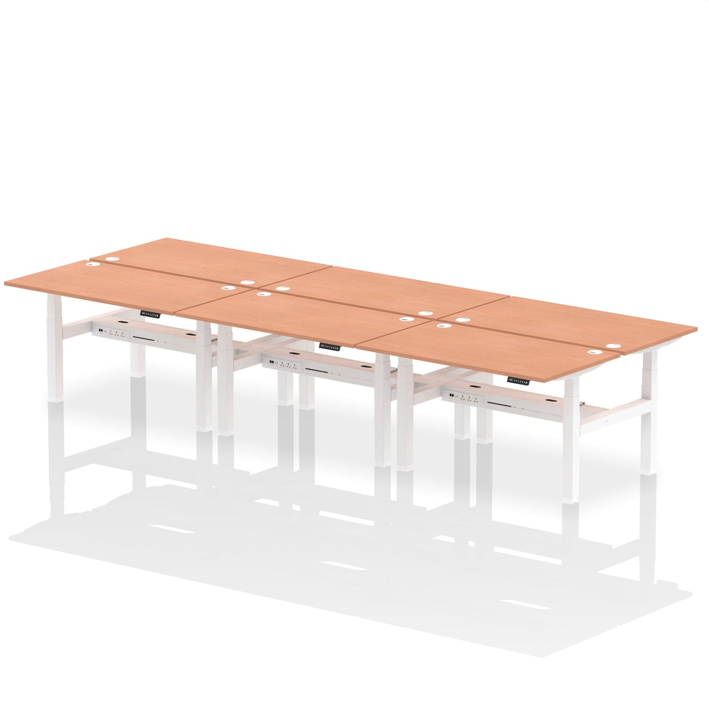 Air Back-to-Back Height Adjustable Bench Desk - 6 Person - Ergometric