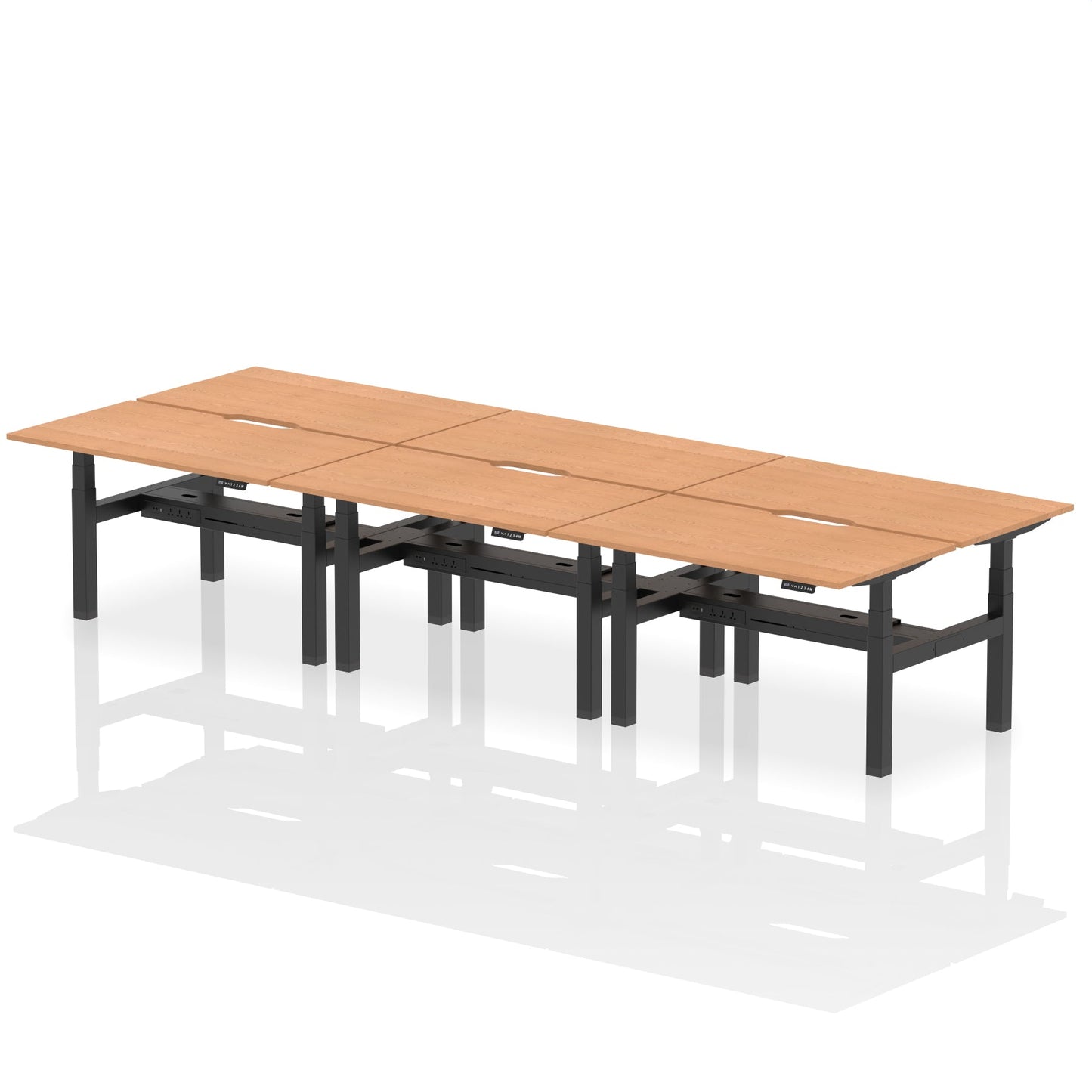 Air Back-to-Back Scalloped Edge Height Adjustable Bench Desk - 6 Person - Ergometric