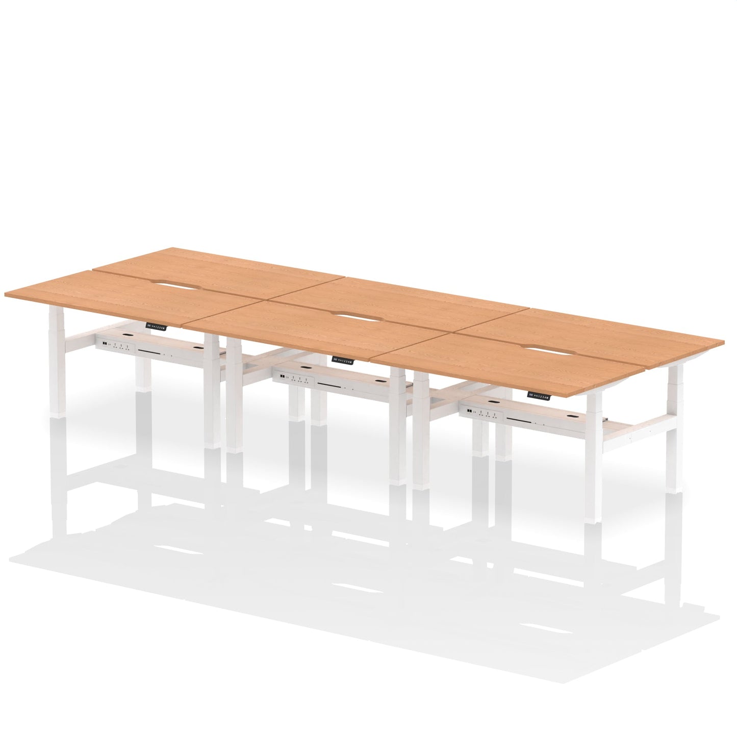 Air Back-to-Back Scalloped Edge Height Adjustable Bench Desk - 6 Person - Ergometric