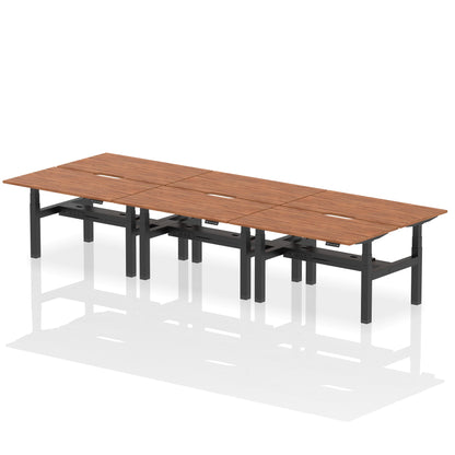 Air Back-to-Back Scalloped Edge Height Adjustable Bench Desk - 6 Person - Ergometric