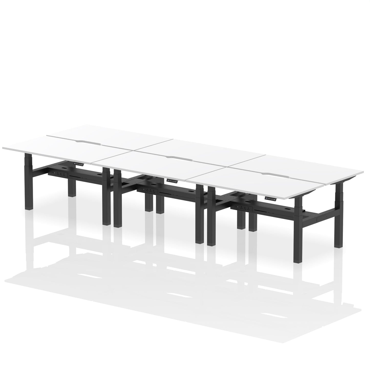 Air Back-to-Back Scalloped Edge Height Adjustable Bench Desk - 6 Person - Ergometric