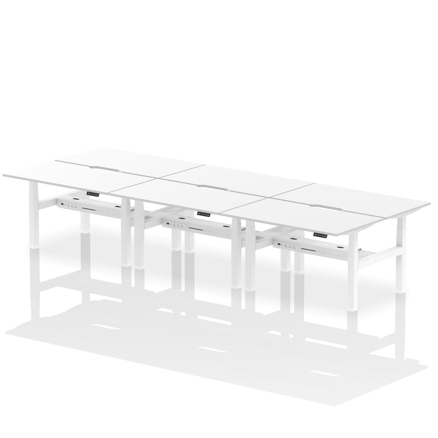 Air Back-to-Back Scalloped Edge Height Adjustable Bench Desk - 6 Person - Ergometric