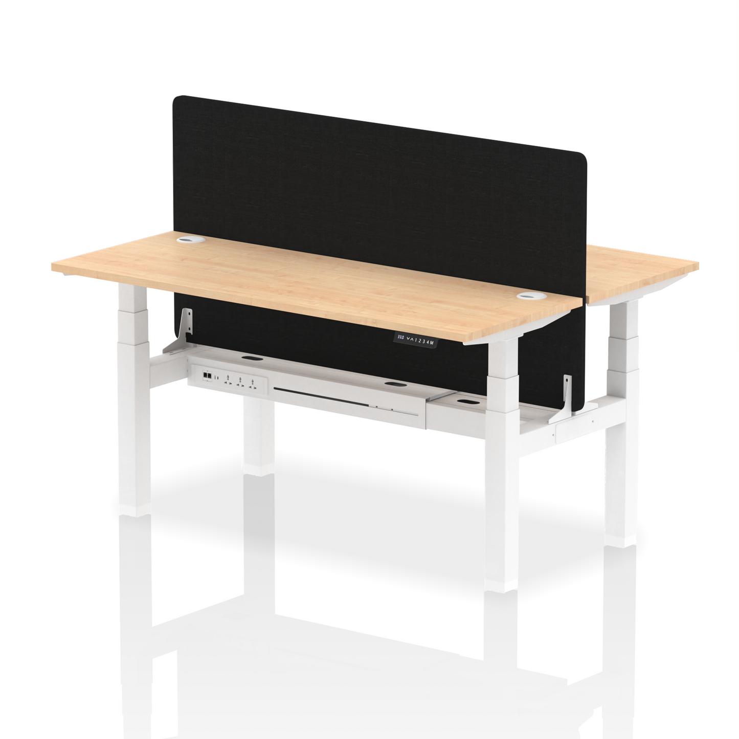 Air Back-to-Back Slimline Height Adjustable Bench Desk - 2 Person with Black Straight Screen - Ergometric