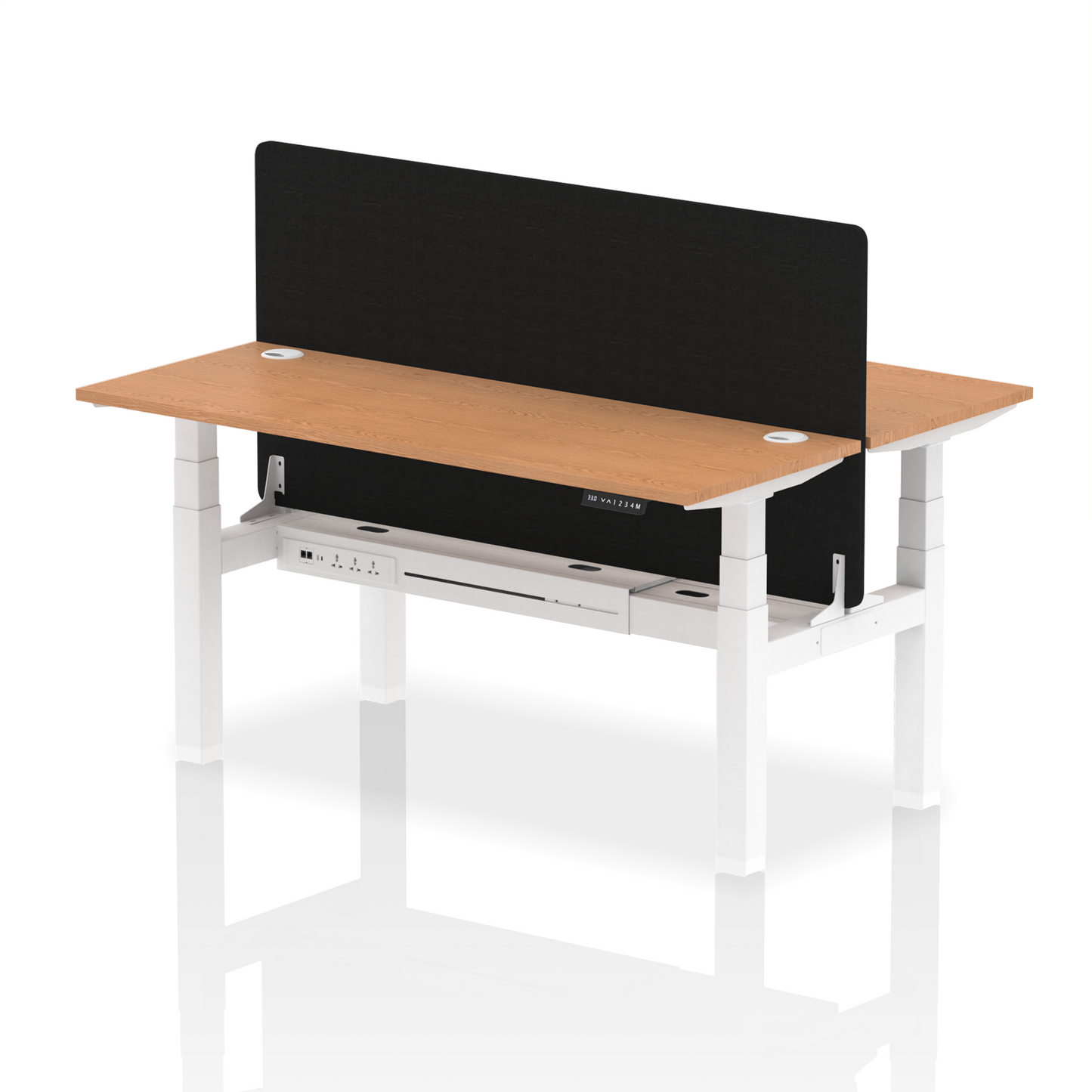 Air Back-to-Back Slimline Height Adjustable Bench Desk - 2 Person with Black Straight Screen - Ergometric