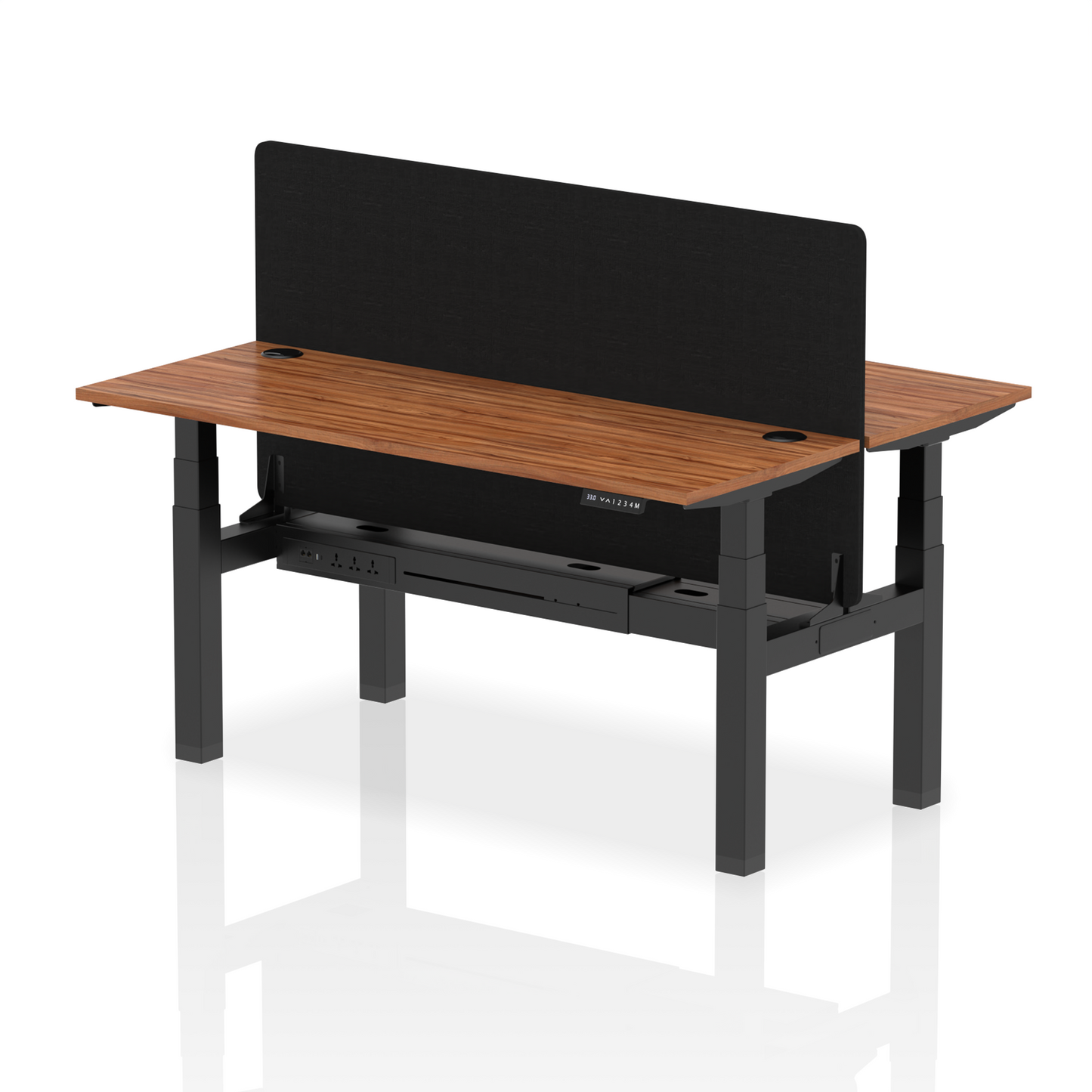Air Back-to-Back Slimline Height Adjustable Bench Desk - 2 Person with Black Straight Screen - Ergometric