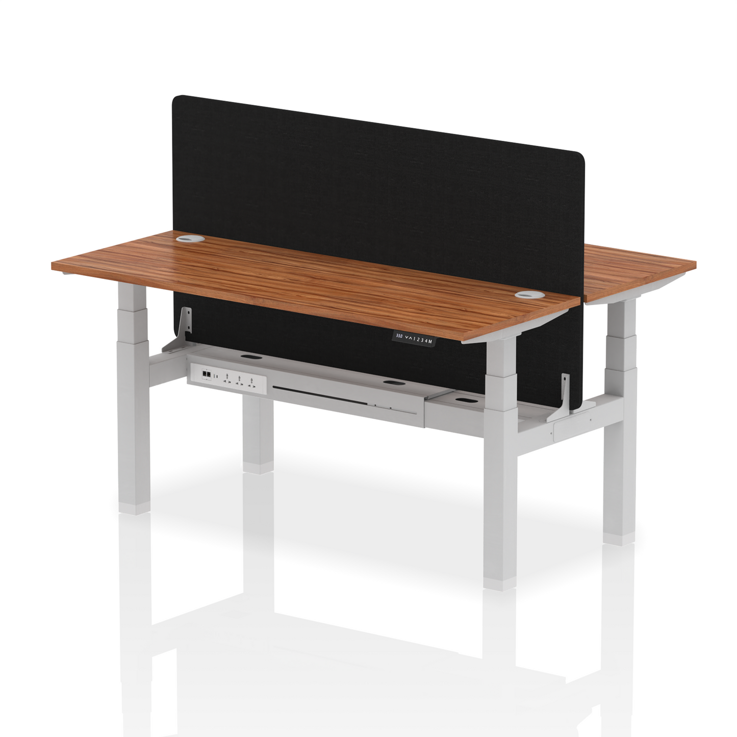 Air Back-to-Back Slimline Height Adjustable Bench Desk - 2 Person with Black Straight Screen - Ergometric