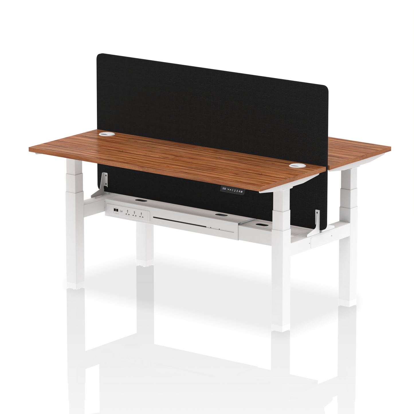 Air Back-to-Back Slimline Height Adjustable Bench Desk - 2 Person with Black Straight Screen - Ergometric
