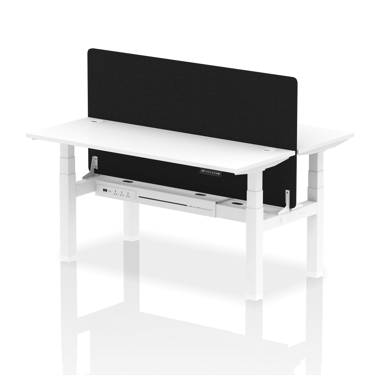 Air Back-to-Back Slimline Height Adjustable Bench Desk - 2 Person with Black Straight Screen - Ergometric