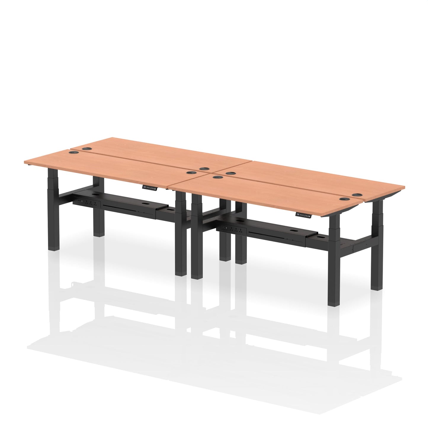 Air Back-to-Back Slimline Height Adjustable Bench Desk - 4 Person - Ergometric