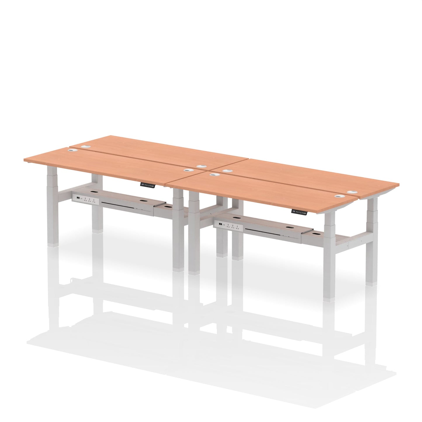 Air Back-to-Back Slimline Height Adjustable Bench Desk - 4 Person - Ergometric