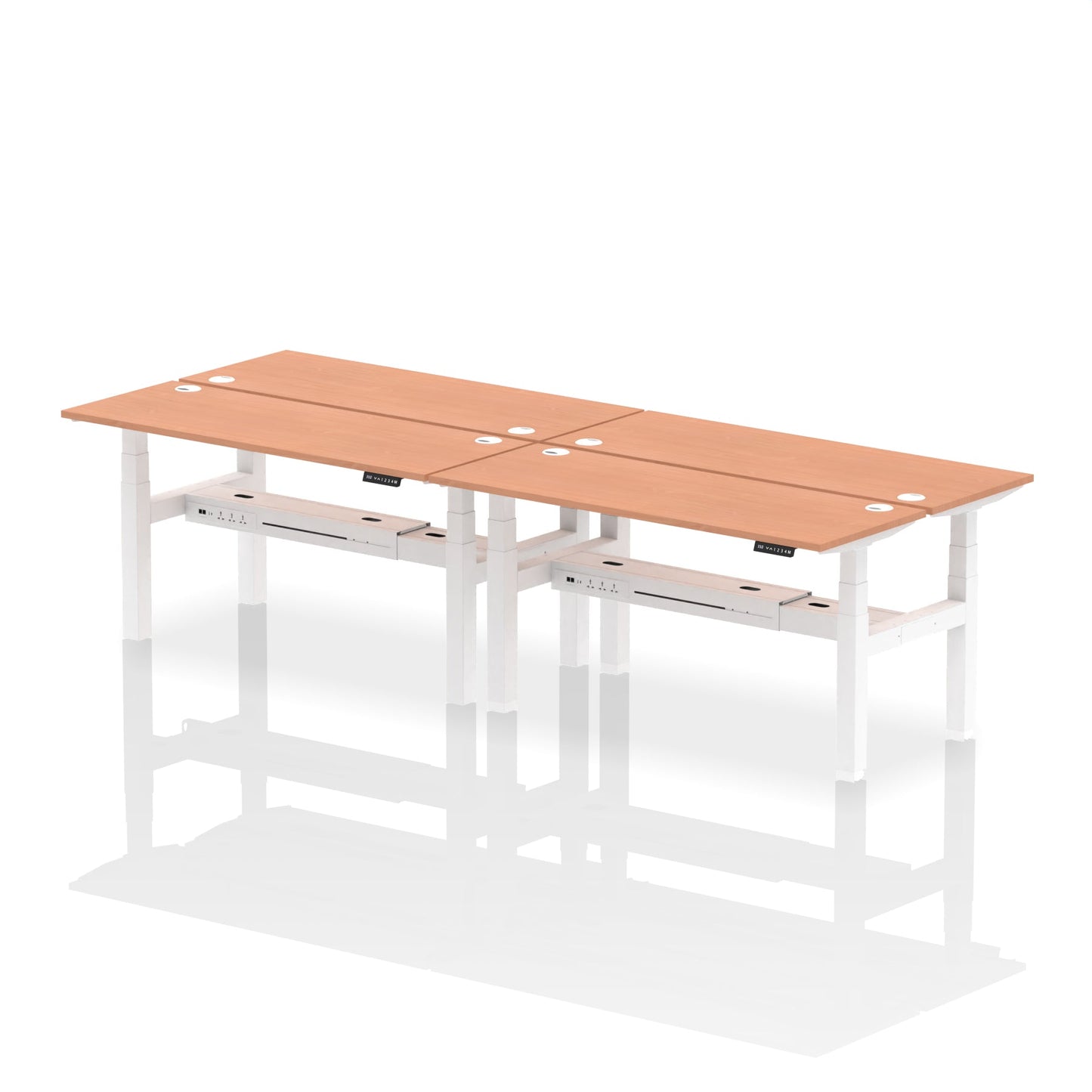 Air Back-to-Back Slimline Height Adjustable Bench Desk - 4 Person - Ergometric