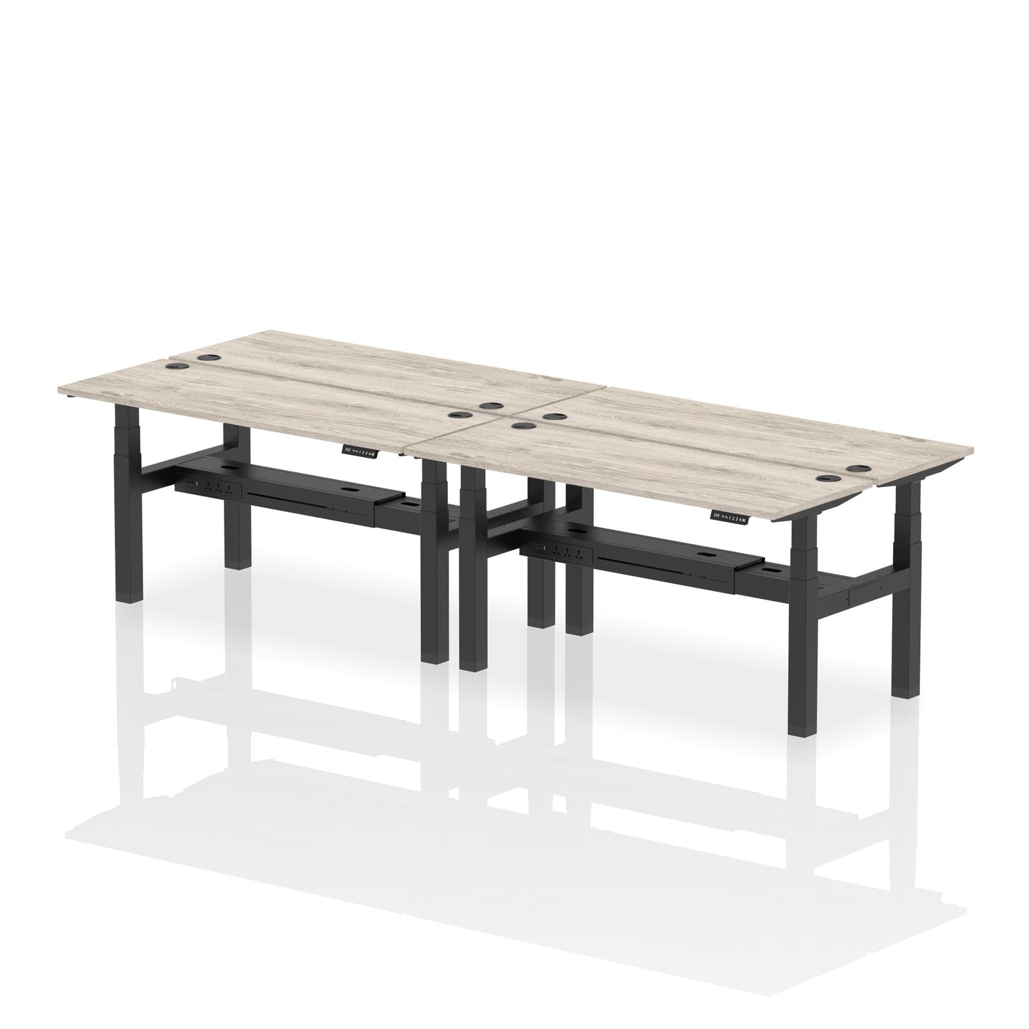 Air Back-to-Back Slimline Height Adjustable Bench Desk - 4 Person - Ergometric