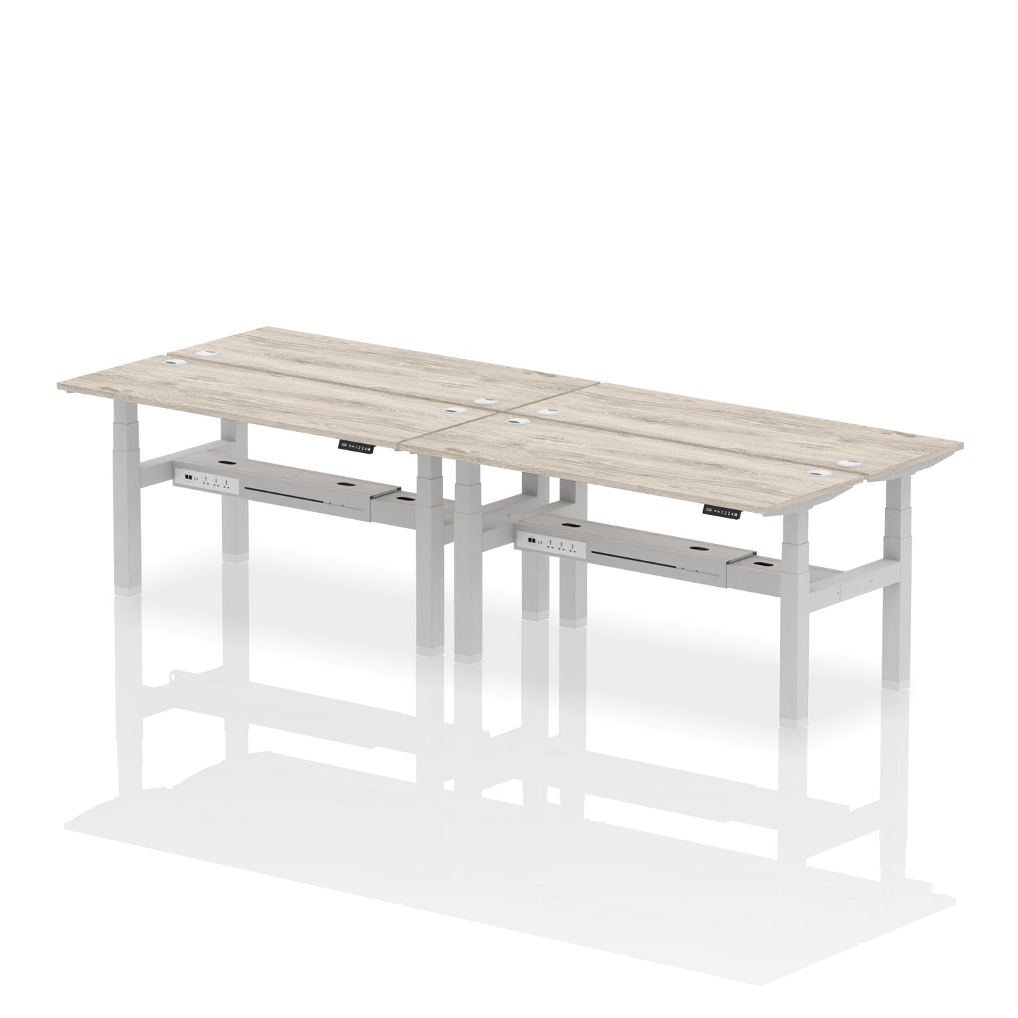 Air Back-to-Back Slimline Height Adjustable Bench Desk - 4 Person - Ergometric