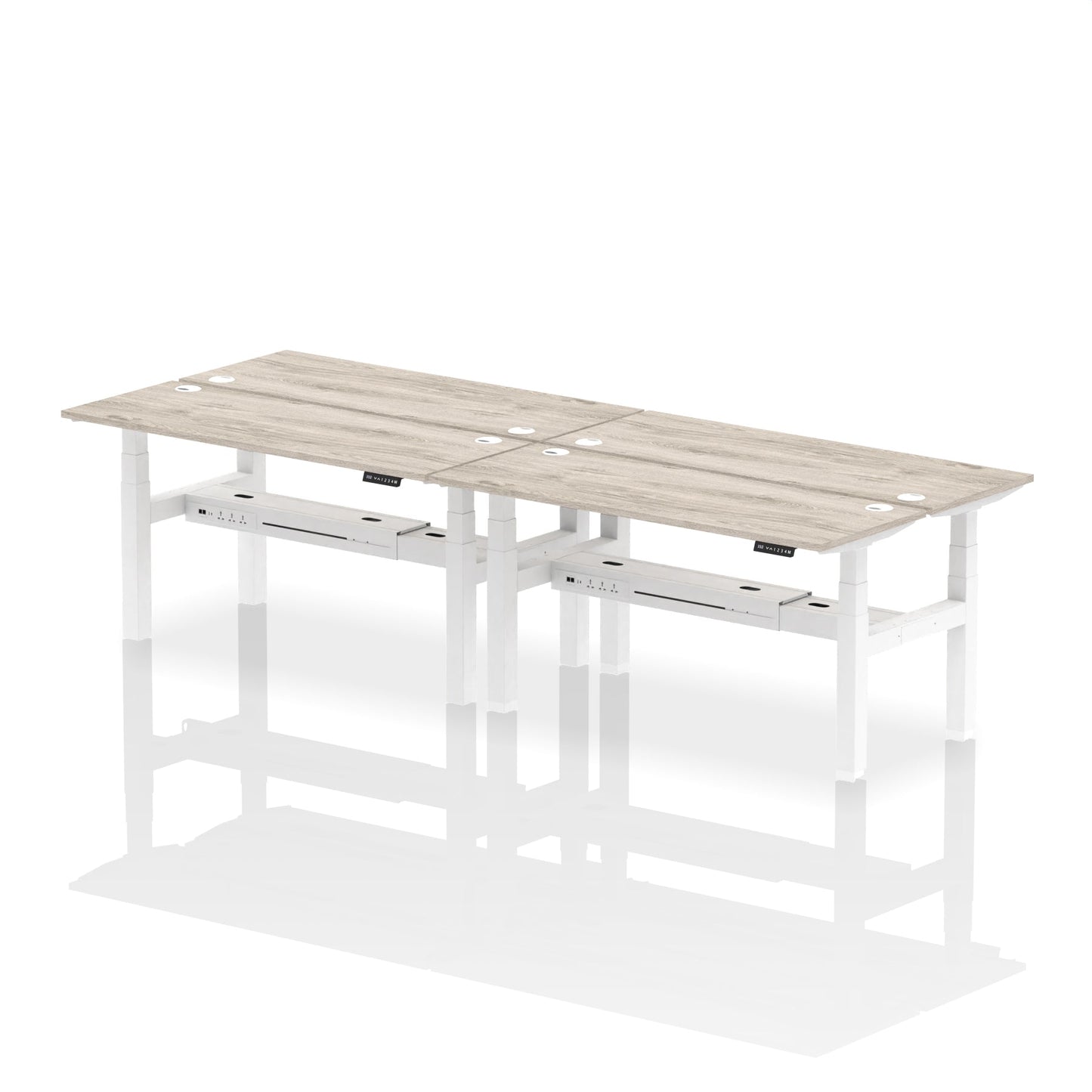 Air Back-to-Back Slimline Height Adjustable Bench Desk - 4 Person - Ergometric