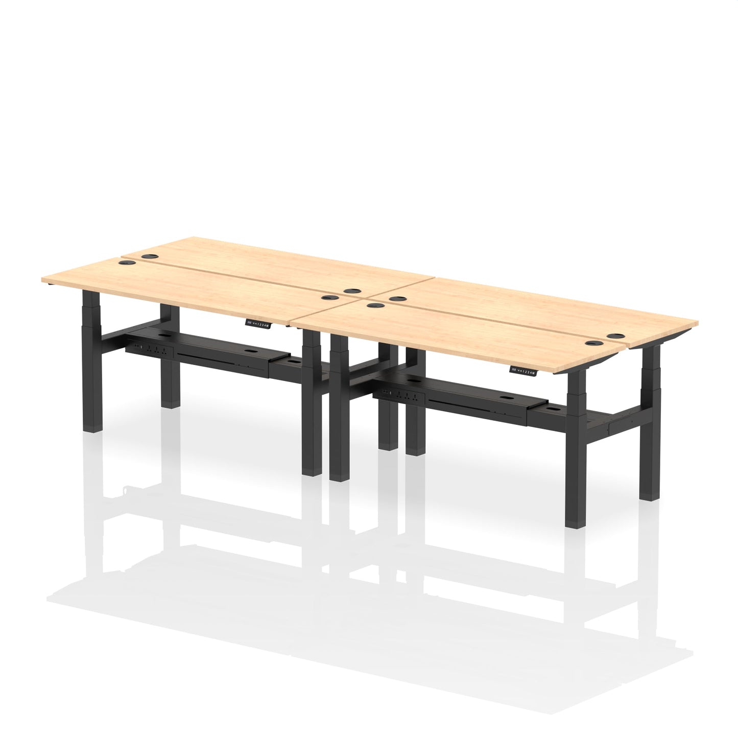 Air Back-to-Back Slimline Height Adjustable Bench Desk - 4 Person - Ergometric