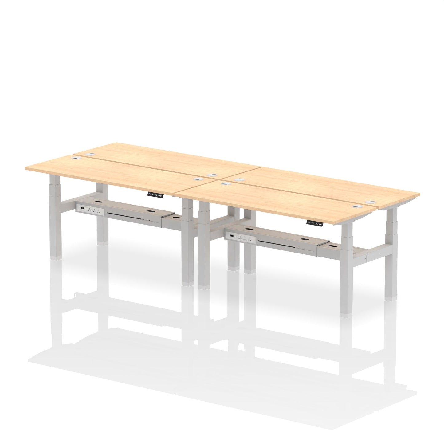 Air Back-to-Back Slimline Height Adjustable Bench Desk - 4 Person - Ergometric