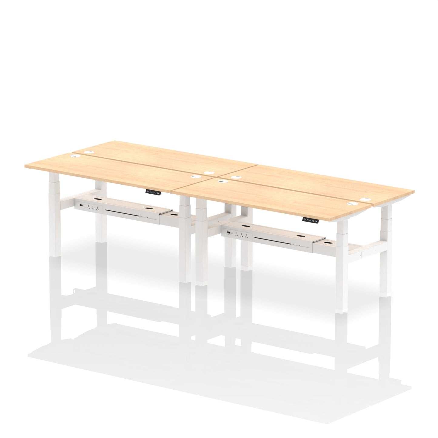 Air Back-to-Back Slimline Height Adjustable Bench Desk - 4 Person - Ergometric