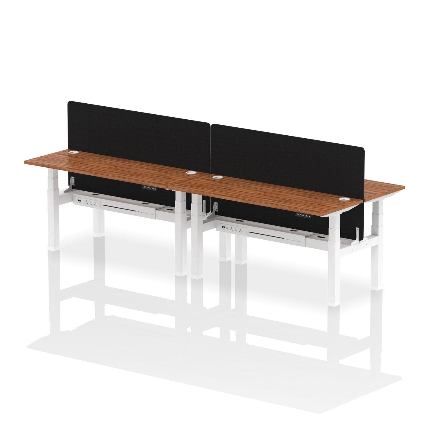 Air Back-to-Back Slimline Height Adjustable Bench Desk - 4 Person with Black Straight Screen - Ergometric
