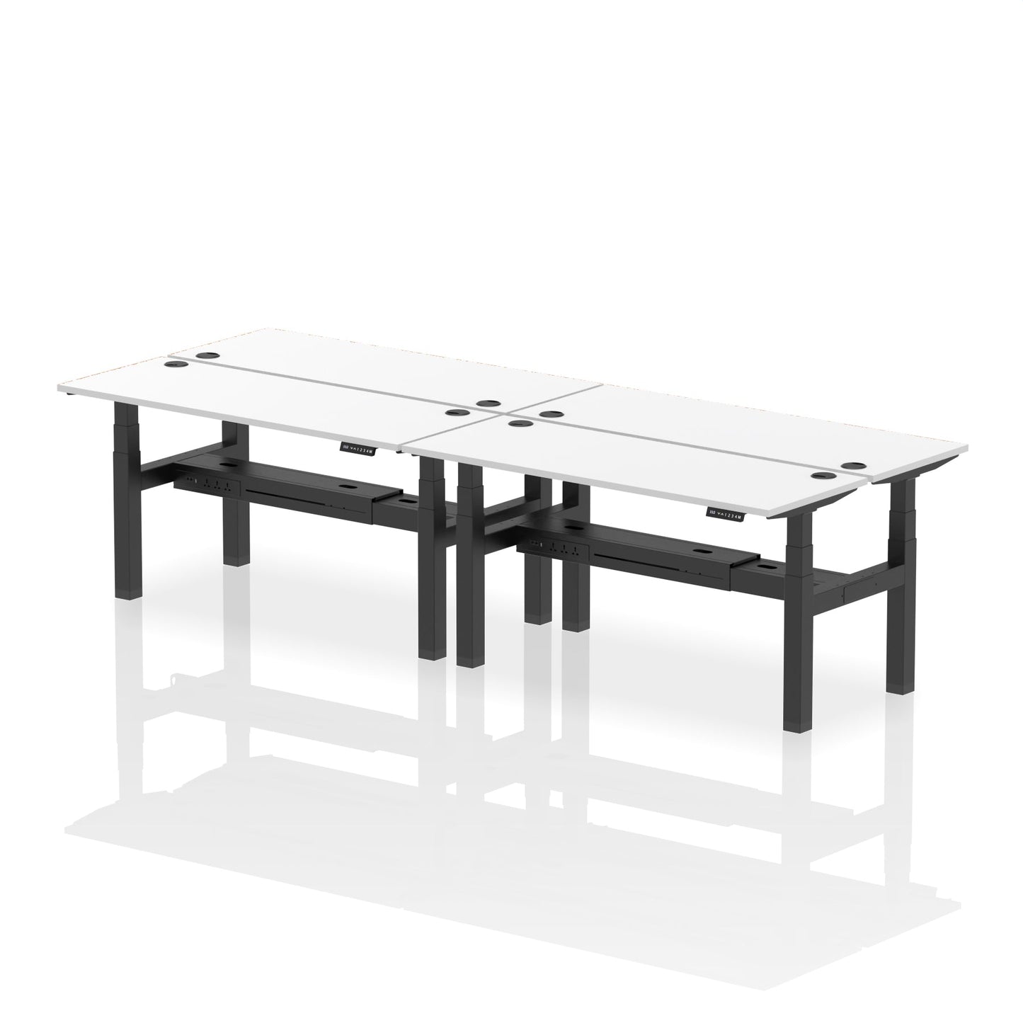 Air Back-to-Back Slimline Height Adjustable Bench Desk - 4 Person - Ergometric