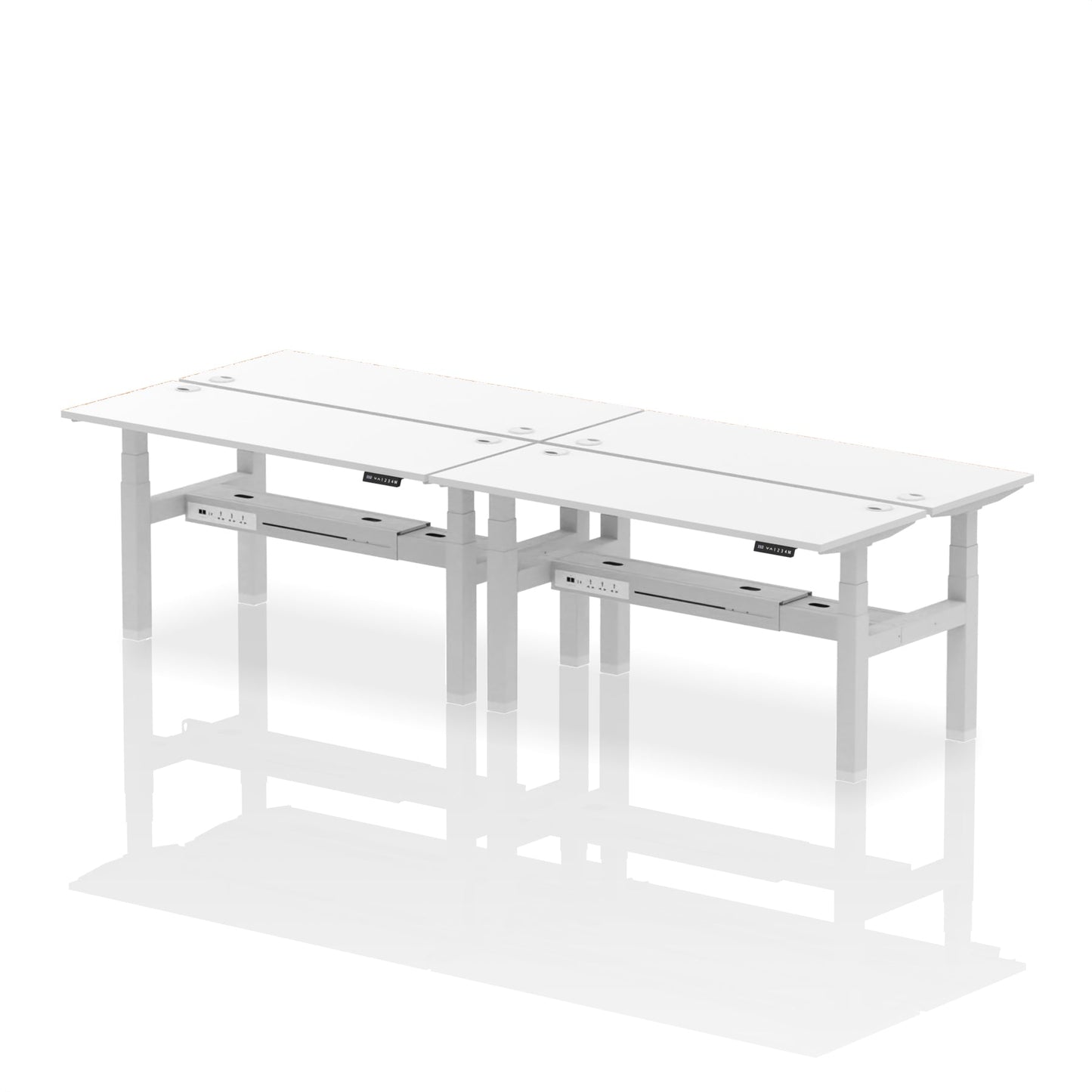 Air Back-to-Back Slimline Height Adjustable Bench Desk - 4 Person - Ergometric