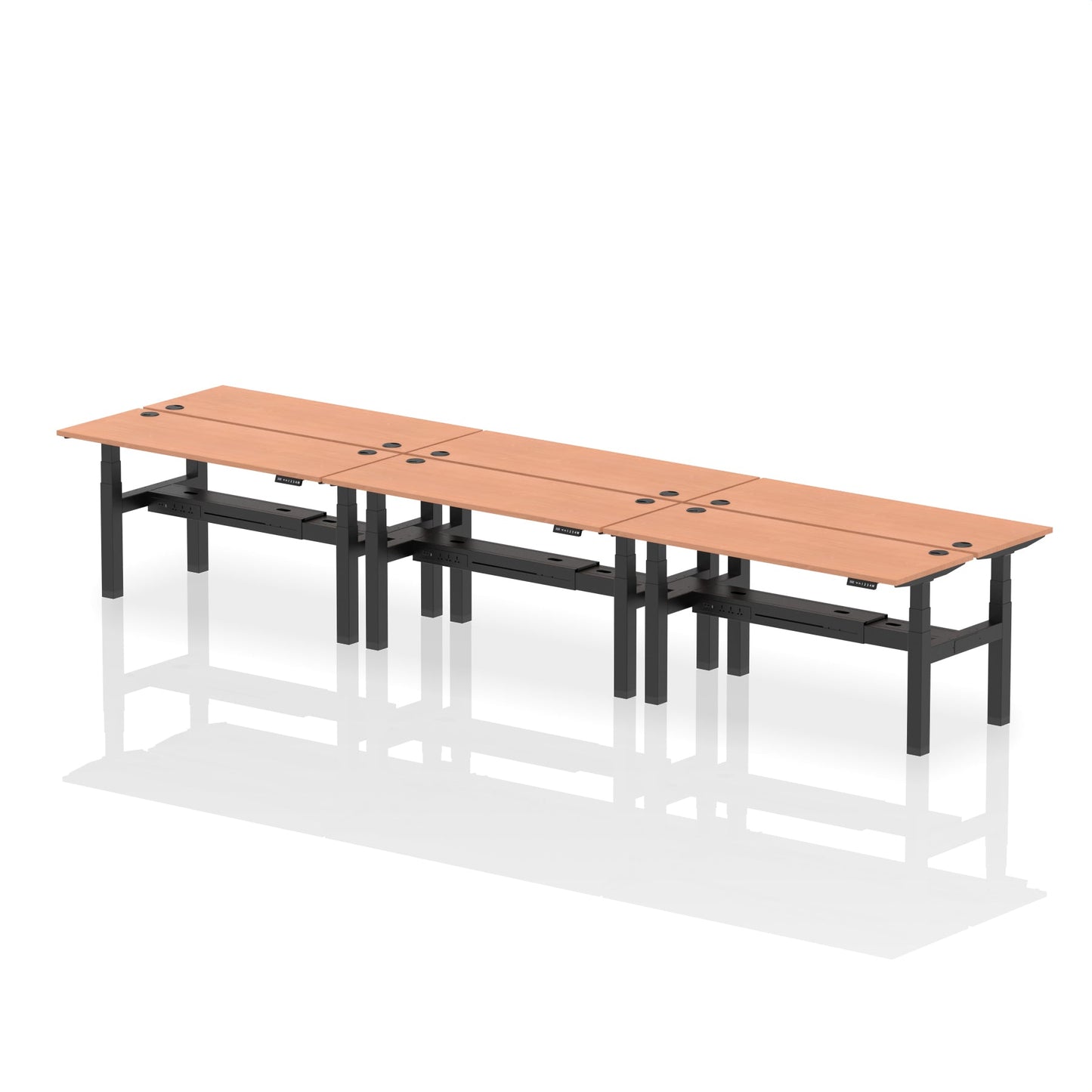 Air Back-to-Back Slimline Height Adjustable Bench Desk - 6 Person - Ergometric