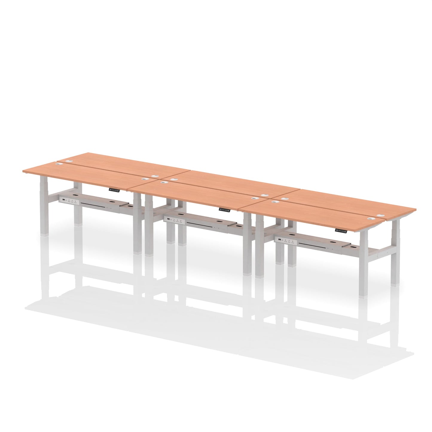 Air Back-to-Back Slimline Height Adjustable Bench Desk - 6 Person - Ergometric
