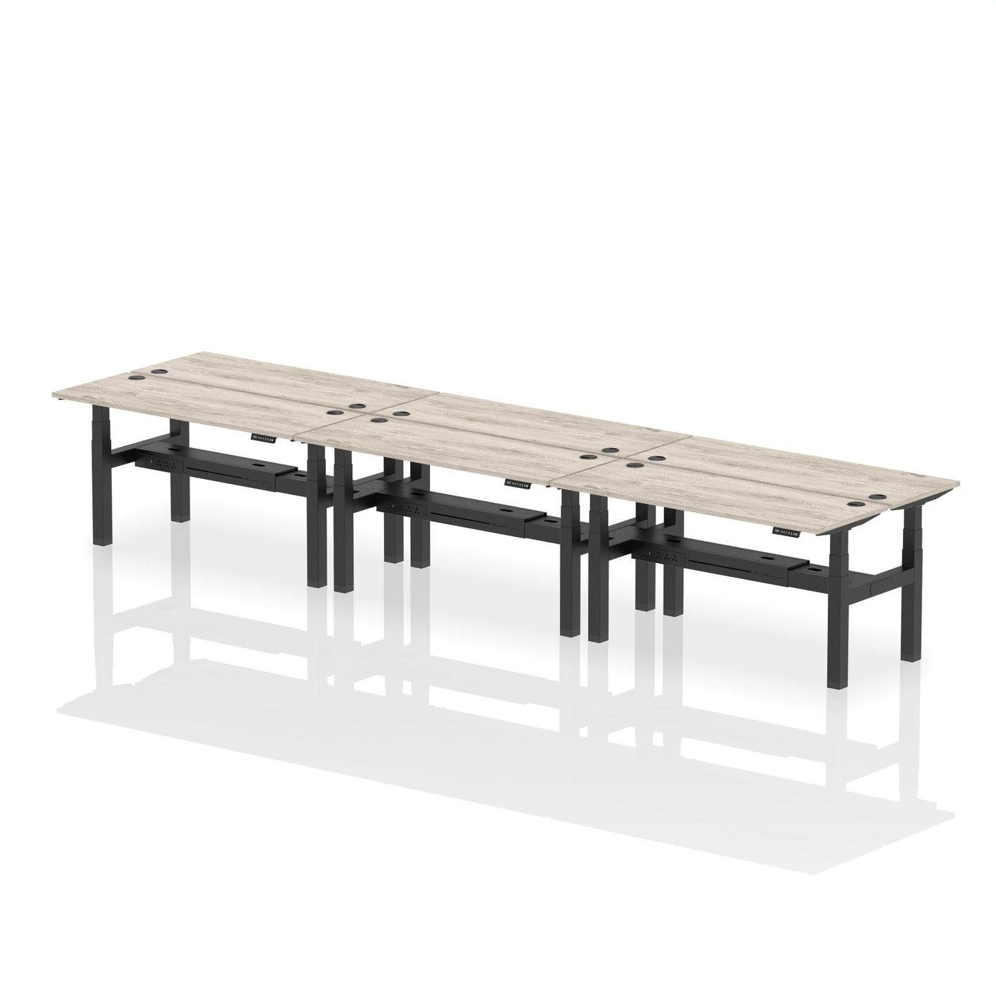 Air Back-to-Back Slimline Height Adjustable Bench Desk - 6 Person - Ergometric