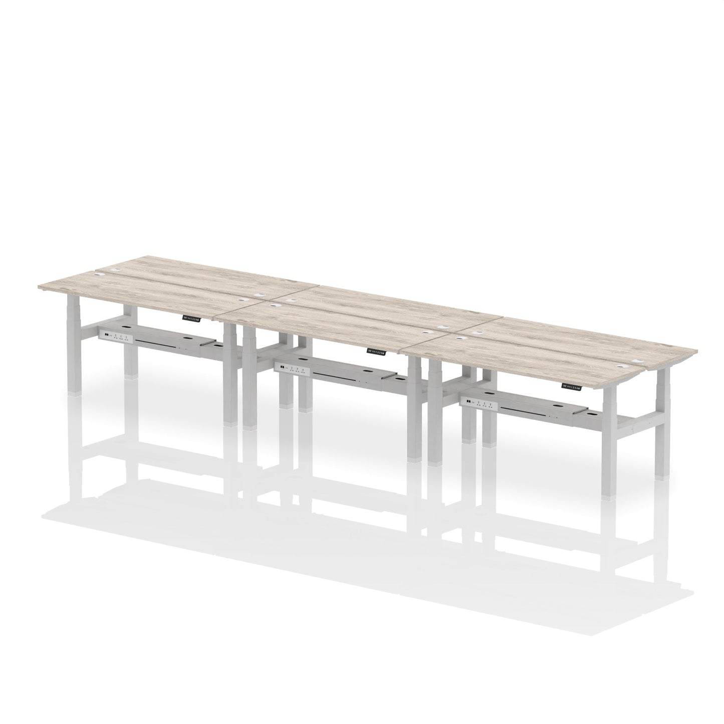 Air Back-to-Back Slimline Height Adjustable Bench Desk - 6 Person - Ergometric