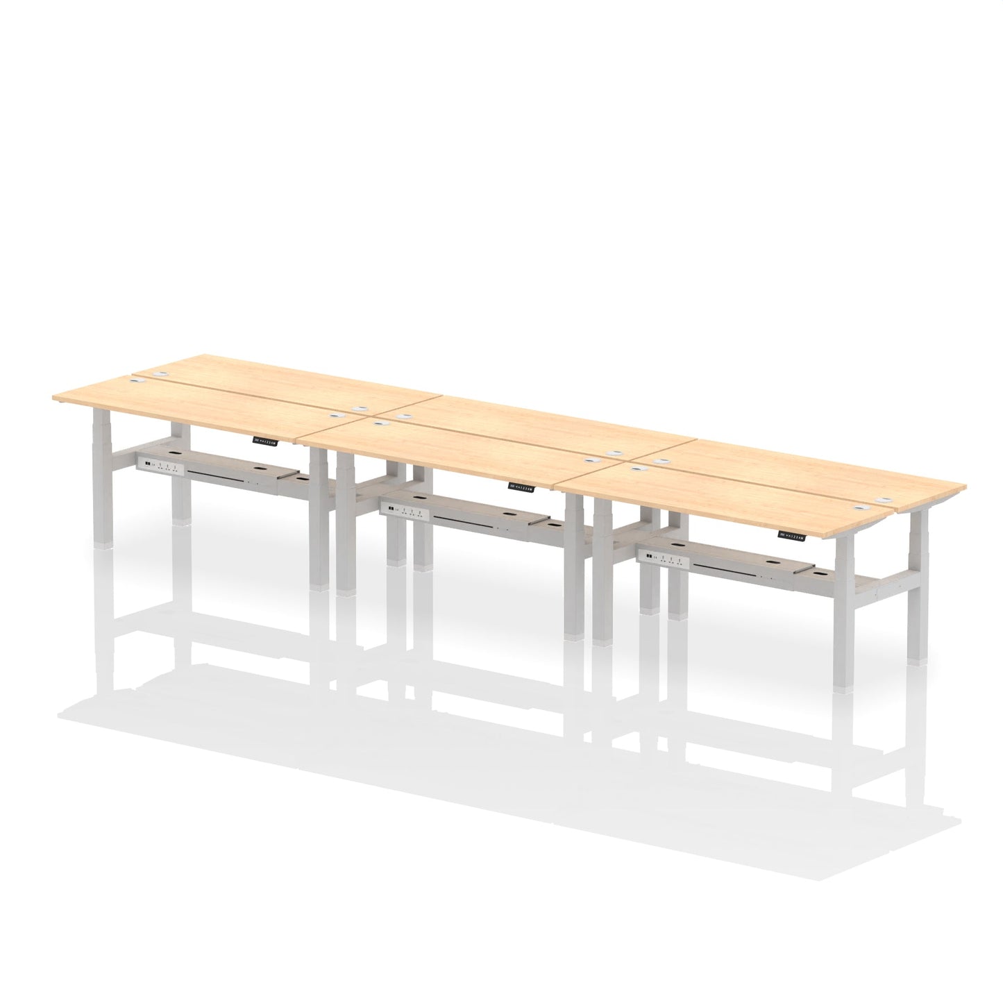 Air Back-to-Back Slimline Height Adjustable Bench Desk - 6 Person - Ergometric