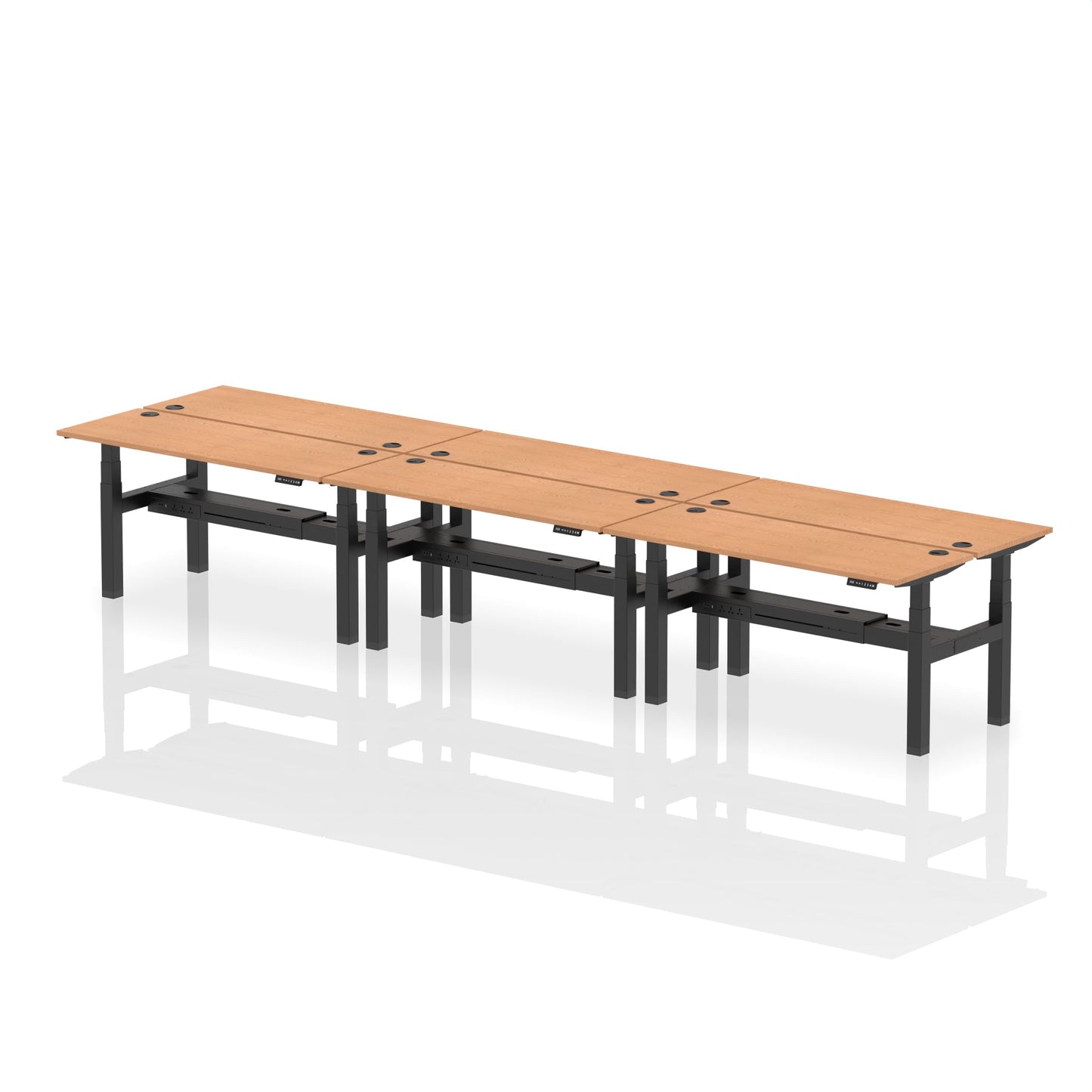 Air Back-to-Back Slimline Height Adjustable Bench Desk - 6 Person - Ergometric