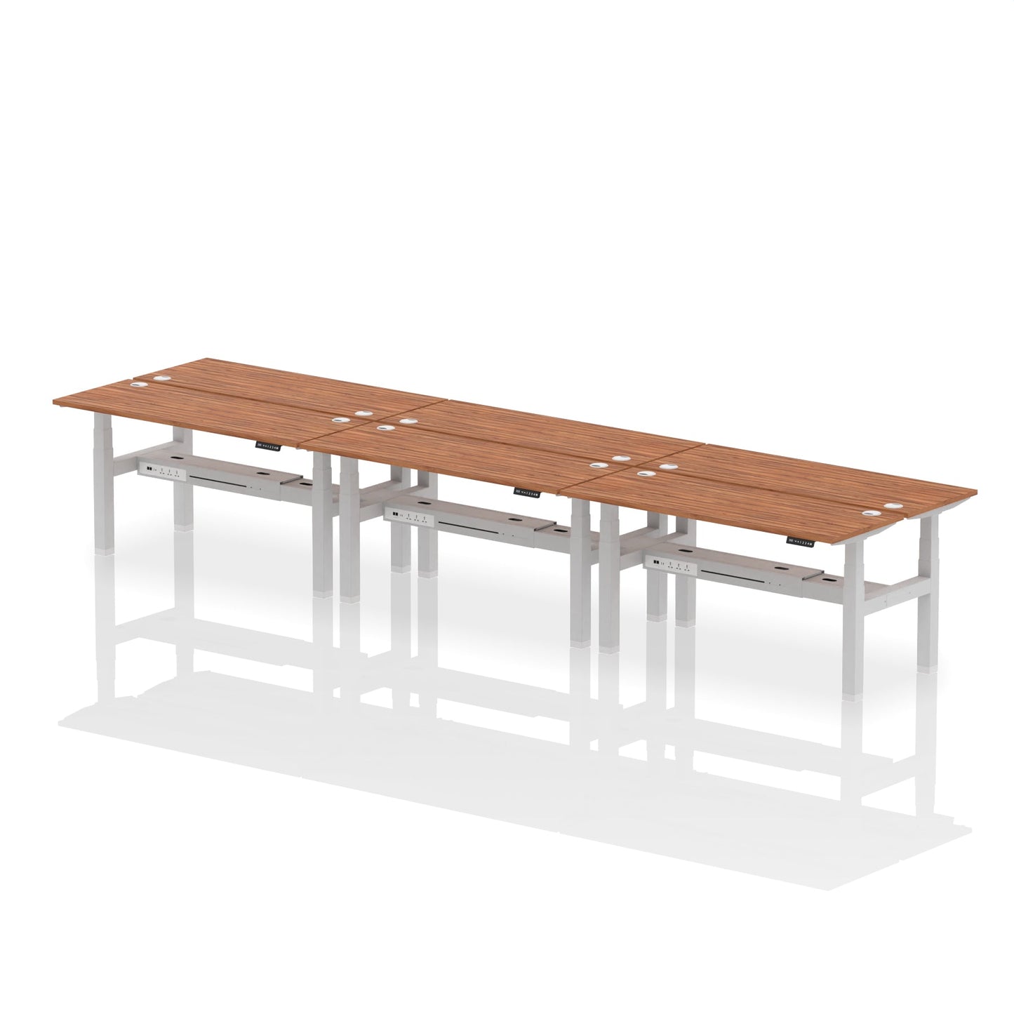 Air Back-to-Back Slimline Height Adjustable Bench Desk - 6 Person - Ergometric